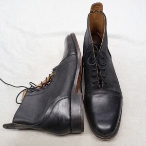 Grenson Mens 11 Boots Black Dress Shoes Leather Cap Toe Lace Up Classic 5085 01